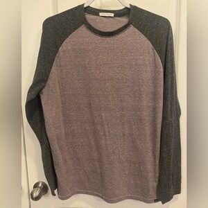Threads 4 Thought Raglan Long Sleeve T-shirt Sz L Heather Black/Grey Colorblock